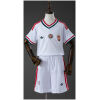 Kids Hungary Away Kit 2026 front view featuring white jersey with tricolor trim and matching white shorts
