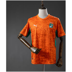 Mens Ivory Home Jersey 2026 Mens Ivory Coast orange home jersey with animal-print pattern front view
