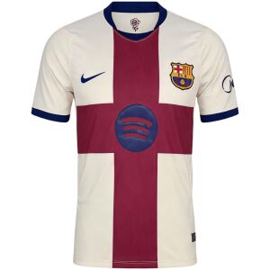 Mens Barcelona Away Jersey 2026/27 cream shirt with burgundy cross front view