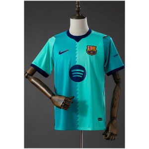 Mens Barcelona Third Jersey 2026/27 two-tone teal serrated front view