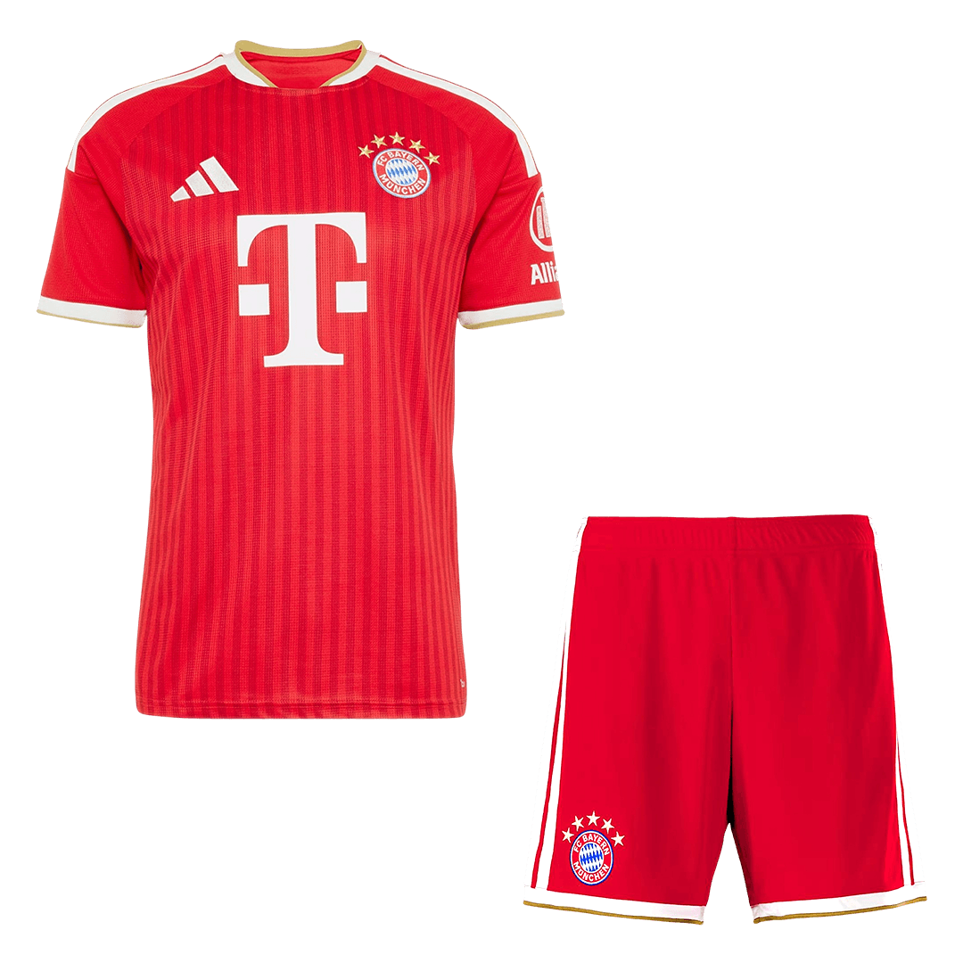 Mens Bayern Munich Home Jersey 2026/27 Mens Bayern Munich Home Jersey 2026/27 red shirt and matching shorts view