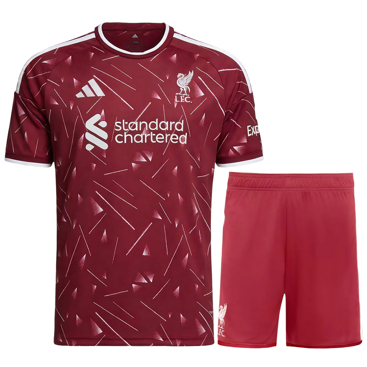 Mens Liverpool Home Jersey 2026/27 Mens Liverpool Home Jersey 2026/27 red shirt with pictured matching shorts front view
