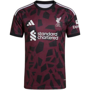 Mens Liverpool Third Jersey 2026/27 burgundy black mosaic shirt front view