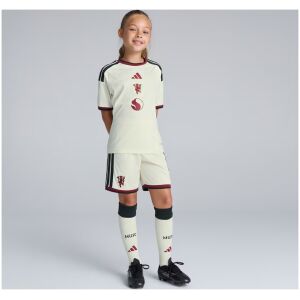 Kids Manchester United third kit cream shirt with dark red trim front view