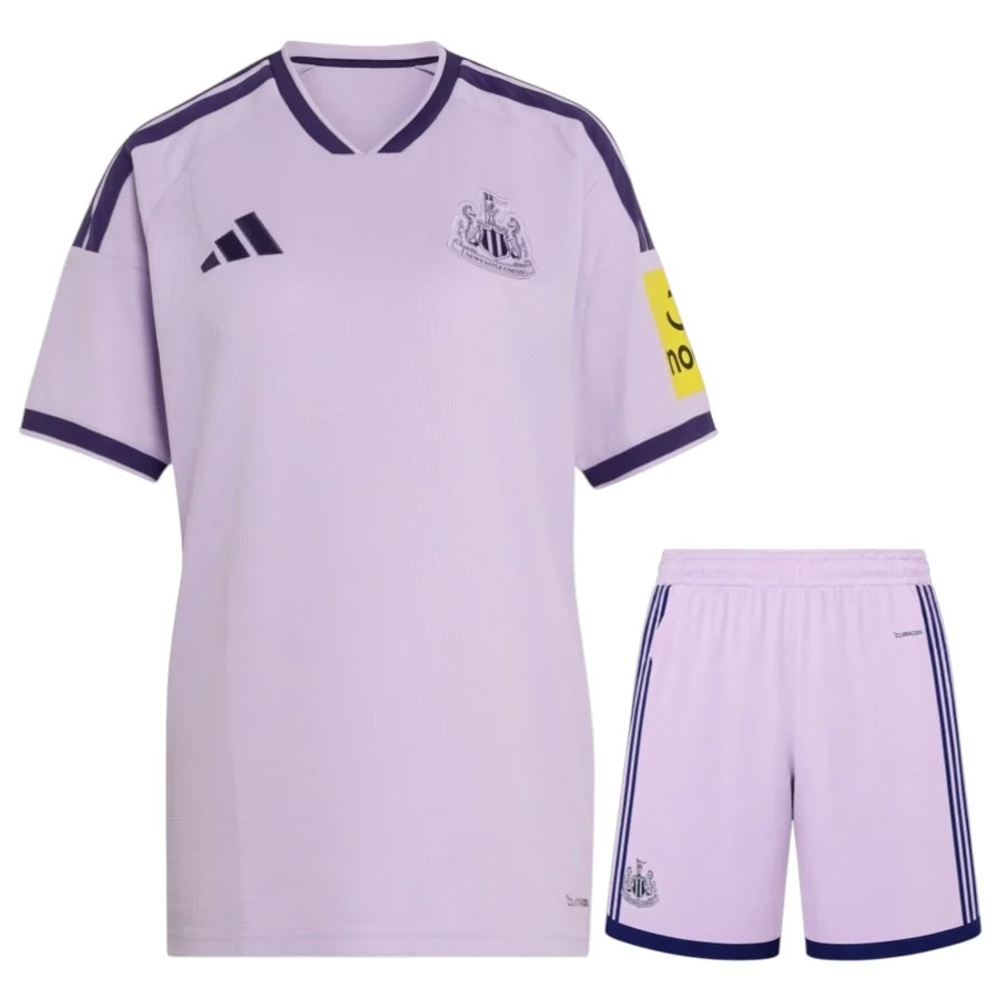 Kids Newcastle United Third Jersey Kit 2026/27 Kids Newcastle United Third Jersey Kit 2026/27 lavender shirt and shorts view