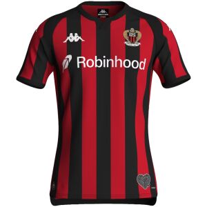 Mens OGC Nice home jersey red and black stripes front view