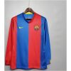 Mens Barcelona Retro Long Sleeve Home Jersey 2006/07 front view in Blaugrana stripes with embroidered club crest
