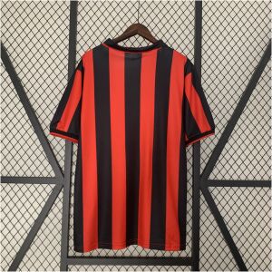 Mens AC Milan Retro Home Jersey 1990/91 rear view showing classic Rossoneri vertical stripes and black collar