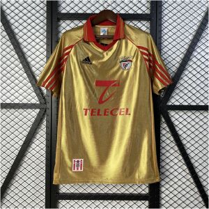 Mens Benfica Retro Away Jersey 1998/99 Mens Benfica Retro Away Jersey 1998/99 front view in gold with red collar