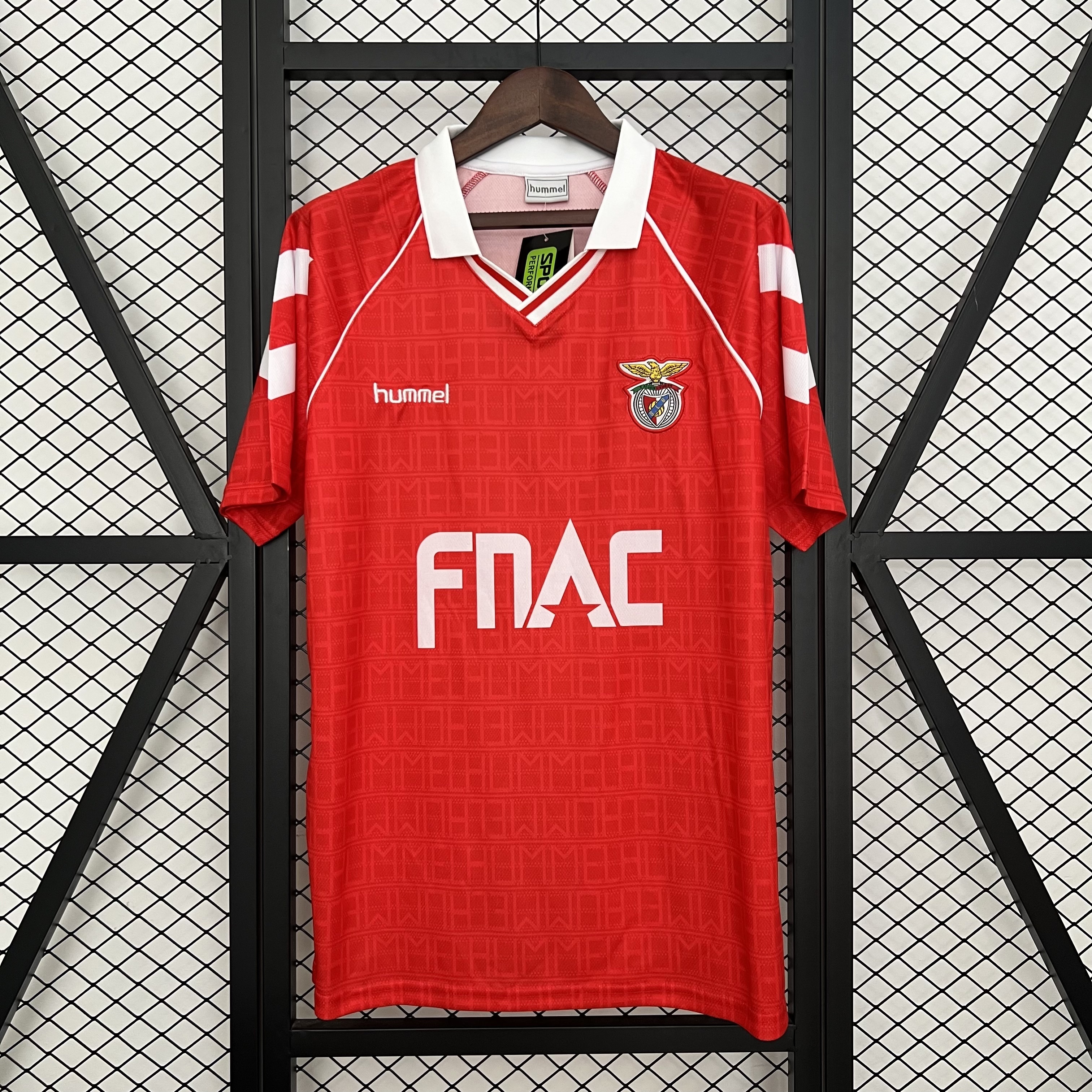 Mens Benfica Retro Home Jersey 1990/91 Mens Benfica Retro Home Jersey 1990/91 front view in red with white collar