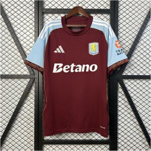 Mens Aston Villa Home Jersey 2024/25 front view in claret and blue with gold trim and Betano sponsor