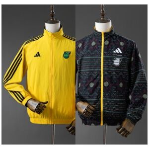 Mens Jamaica Trench Coat Reversible Yellow and Black Windbreaker 2025 front view showing yellow side and floral pattern reverse
