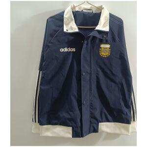 Mens Argentina Navy Cream Windbreaker 2025 Mens Argentina Blue Windbreaker 2025 navy blue coach jacket front view with cream spread collar, snap placket, and gold AFA crest