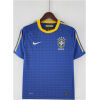 Mens World Cup Brazil blue Retro Away Jersey 2010 front view in blue with yellow dot matrix and CBF crest