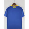 Mens World Cup Brazil blue Retro Away Jersey 2010 Mens World Cup Brazil blue Retro Away Jersey 2010 rear view showing yellow collar and Brasil neck tag