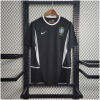 Mens World Cup Brazil Black Retro Goalkeeper Jersey 2002 black shirt front view on hanger with white piping and CBF crest