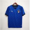 Mens Italy Home Jersey 2022 royal blue shirt front view with Renaissance floral jacquard weave and FIGC crest