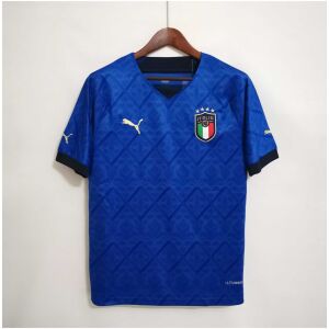 Mens Italy Home Jersey 2022 royal blue shirt front view with Renaissance floral jacquard weave and FIGC crest