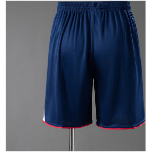 Mens England World Cup Retro Home Shorts 2006 navy blue shorts rear view with red hem piping and elastic waistband
