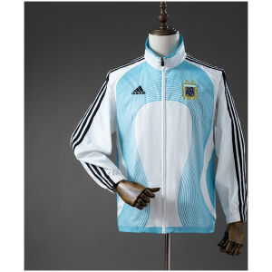 Mens Argentina White & Blue Retro Windbreaker 2005 Mens Argentina White & Blue Retro Windbreaker 2005 front view showing Teamgeist wave panels and AFA crest