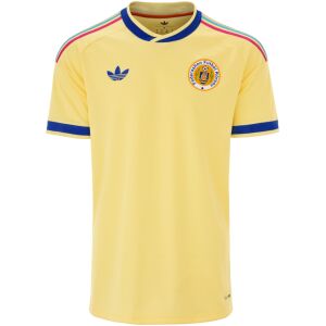 Mens Curaçao Away Jersey 2026 pastel yellow shirt front view with blue collar and circular FFK crest