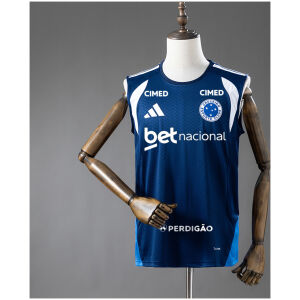 Mens Cruzeiro All sponsors Blue Training Kit Singlet 2026/27 navy sleeveless tank front view with circular crest and bet nacional sponsor
