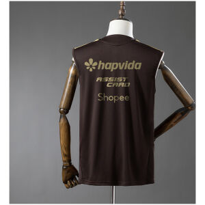 Mens Flamengo Brown Training Kit Singlet 2026/27 brown singlet back view with gold hapvida, Assist Card and Shopee graphics