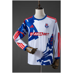 Mens Club Universidad de Chile Long Sleeve Away Jersey 2026 white and blue shirt front view