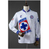 Mens Cruz Azul Retro Long Sleeve Away Jersey 1998 front view in white with long sleeves and Cemento Cruz Azul sponsor