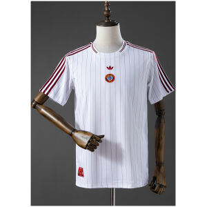 Mens Aston Villa FC Terrace Icons Jersey 2026 front view in white with claret pinstripes, Trefoil, and centered crest