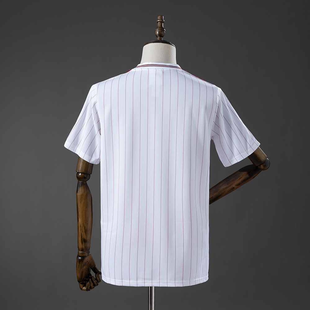 Mens Aston Villa FC Terrace Icons Jersey 2026 Mens Aston Villa FC Terrace Icons Jersey 2026 back view showing continuous vertical claret pinstripes on white body