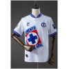Mens Cruz Azul Retro Away Jersey 1998 front view in white showing blue-red collar and angled Cemento Cruz Azul sponsor