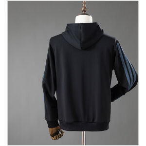 Mens Colo Colo Sweatshirt 2026/27 back view showing clean solid black pullover fleece with hood and slate sleeve stripes