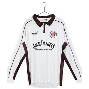 Mens St. Pauli Retro Long Sleeve Home Jersey 1999/20 white shirt front view
