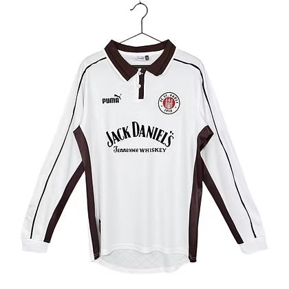 Mens St. Pauli Retro Long Sleeve Home Jersey 1999/20 Mens St. Pauli Retro Long Sleeve Home Jersey 1999/20 white shirt front view