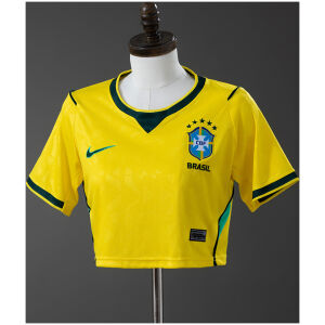 Womens Brazil style Home Crop Top 2026 yellow cropped shirt front view