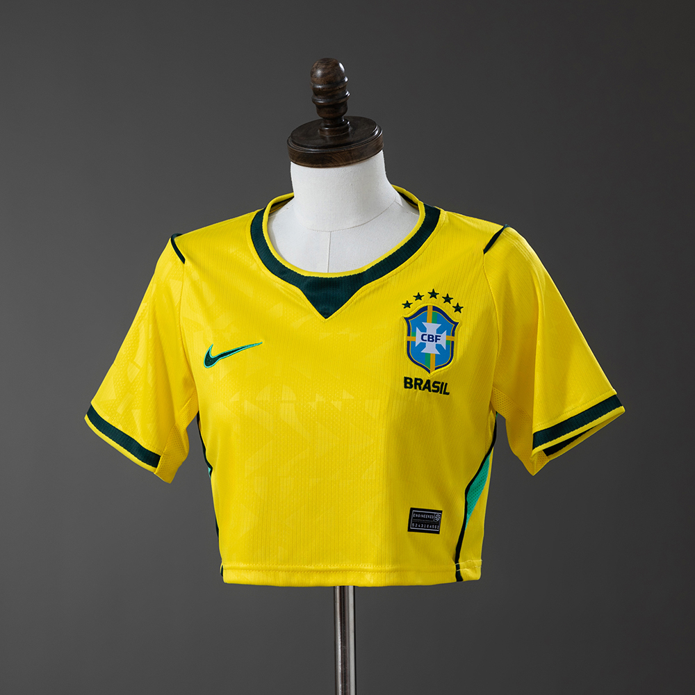 Womens Brazil style Home Crop Top 2026-Yellow Womens Brazil style Home Crop Top 2026 yellow cropped shirt front view