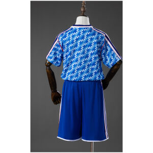 Kids Manchester United Retro Away Kit 1990/92 vintage youth shirt and shorts back view