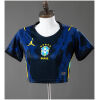 Womens Brazil Style Home Crop Top 2026 front view in navy and royal blue with centered CBF crest