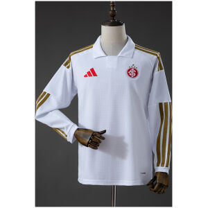 Mens Internacional Long Sleeve Away Jersey 2026/27 Mens Internacional Long Sleeve Away Jersey 2026/27 front view in white with gold stripes and red SCI crest