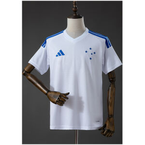 Mens Cruzeiro Away Jersey 2026/27 white shirt front view showing five blue chest stars and adidas logo