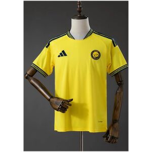 Front view of Mens Al Nassr Ronaldo Home Jersey 2026/27 in yellow with geometric trim and crest