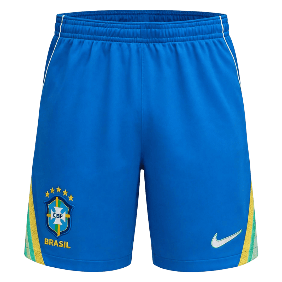 Mens Brazil Home Shorts 2026 Front view of Mens Brazil Home Shorts 2026 in royal blue with CBF crest and white piping