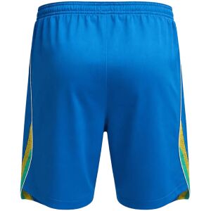 Rear view of Mens Brazil Home Shorts 2026 showing solid royal blue back and side panel inserts