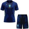 Mens Brazil Away Kit 2026 complete uniform set front view with blue soundwave jersey and matching shorts