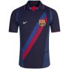 Mens Barcelona Retro Third Jersey 2002/03 front view in navy blue with diagonal Blaugrana sash and crest