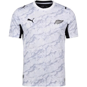 Front view of Mens New Zealand Away Jersey 2026 showing grey wave pattern and Silver Fern