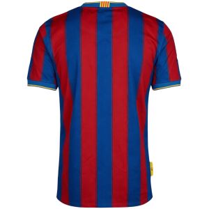 Mens Barcelona Retro Home Jersey 2009/10 rear view showing vertical Blaugrana stripes and Catalan flag collar tab