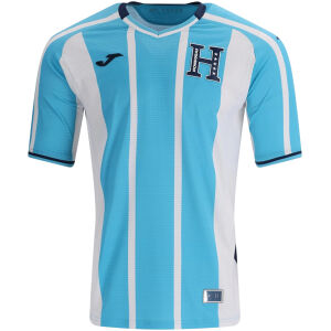 Front view of Mens Honduras Away Jersey 2026 featuring sky blue and white stripes