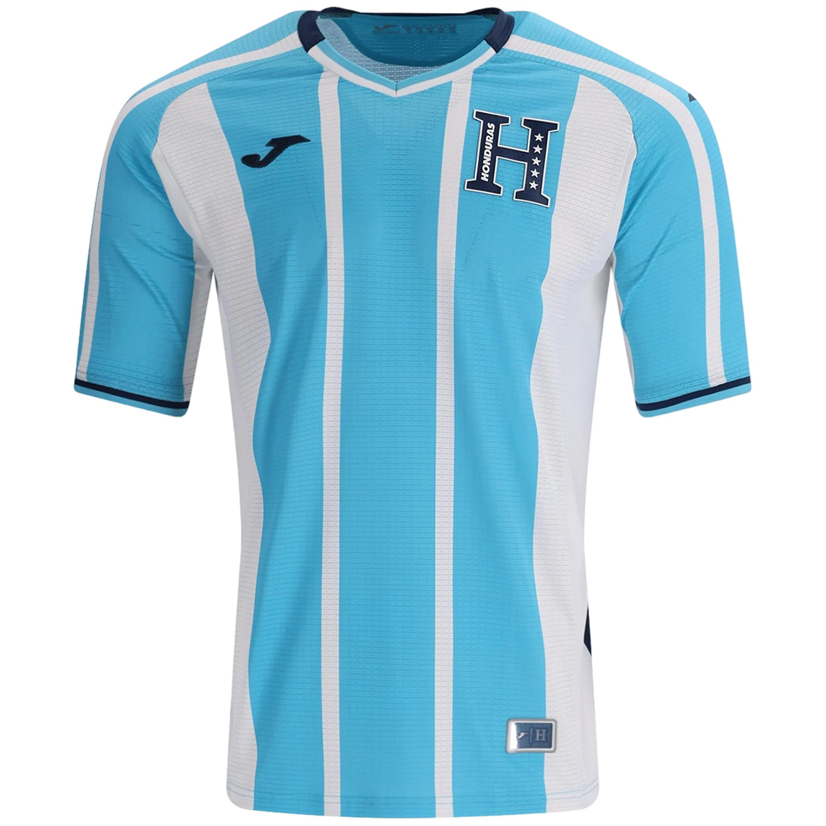 Mens Honduras Away Jersey 2026 Front view of Mens Honduras Away Jersey 2026 featuring sky blue and white stripes